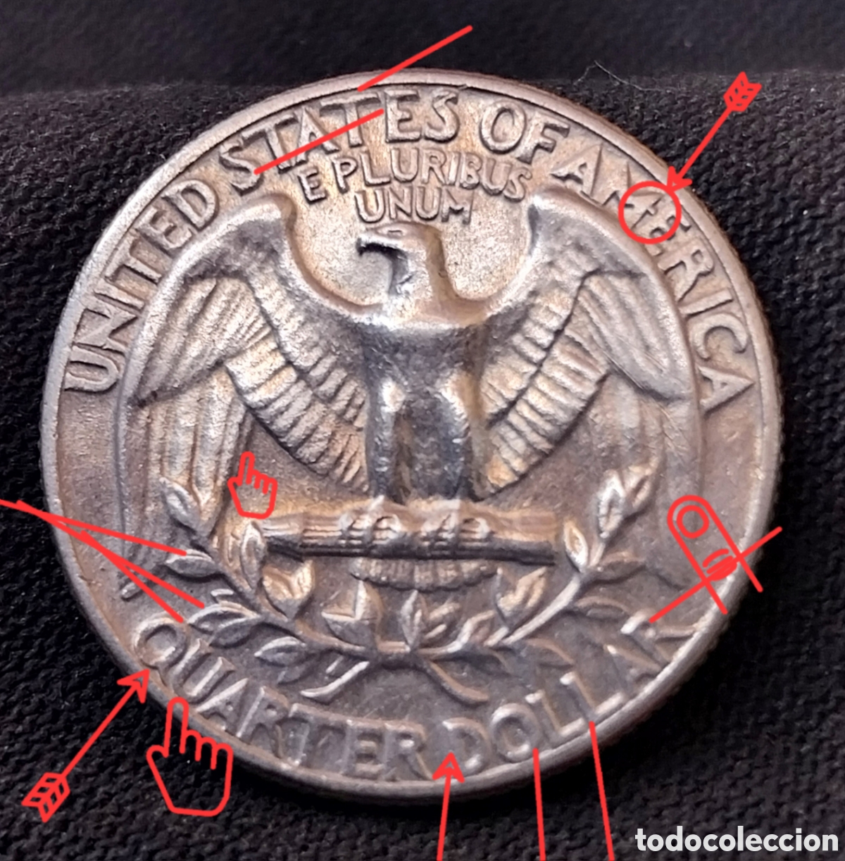 Monedas con errores: Cuarto Dollar EEUU 1967 con errores de acu&ntilde;aci&oacute;n distintivos. - Foto 4