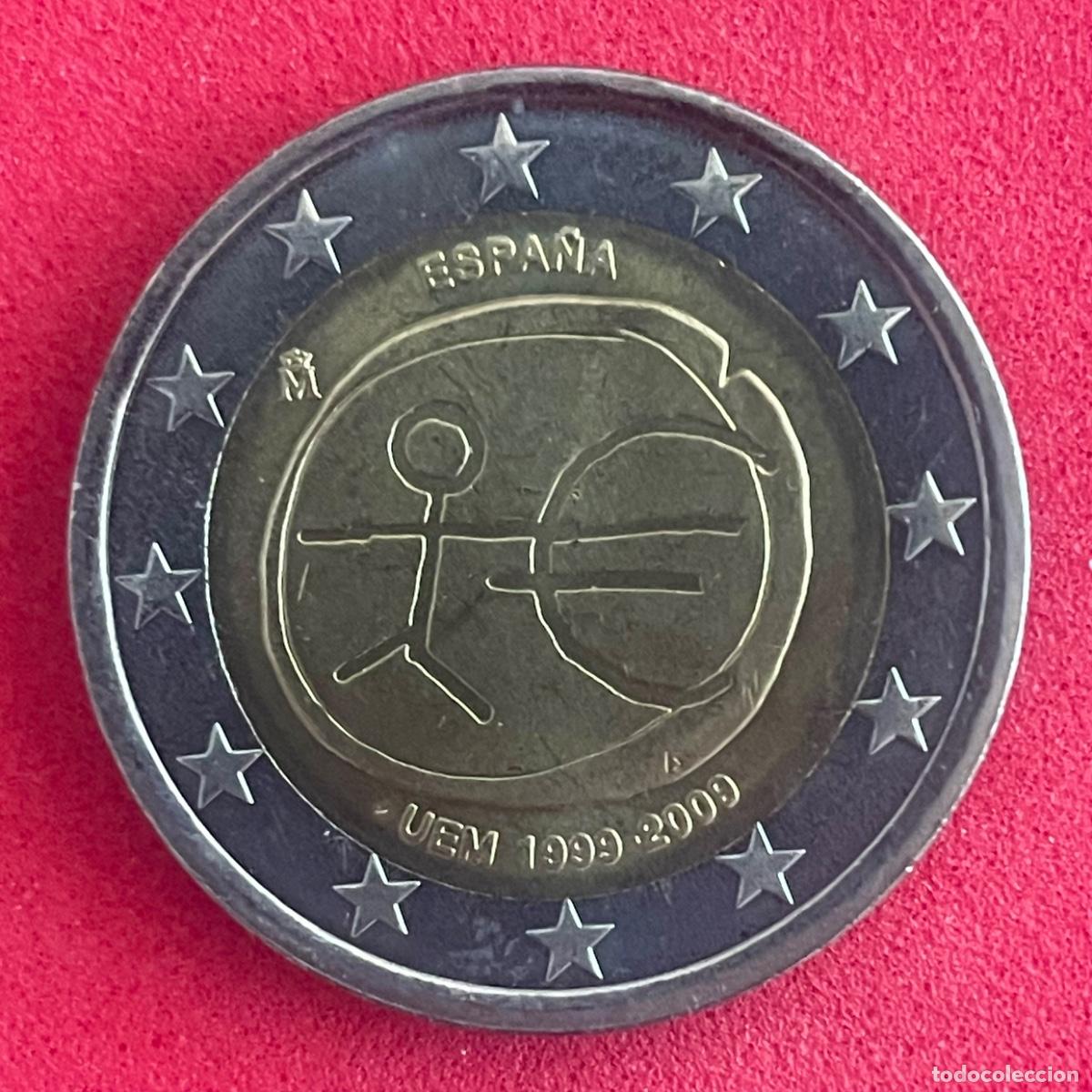 Monedas con errores: * ERROR * SIN CIRCULAR EMU ESTRELLAS GRANDES. 2 &euro; ESPA&Ntilde;A a&ntilde;o 2009 - Foto 1