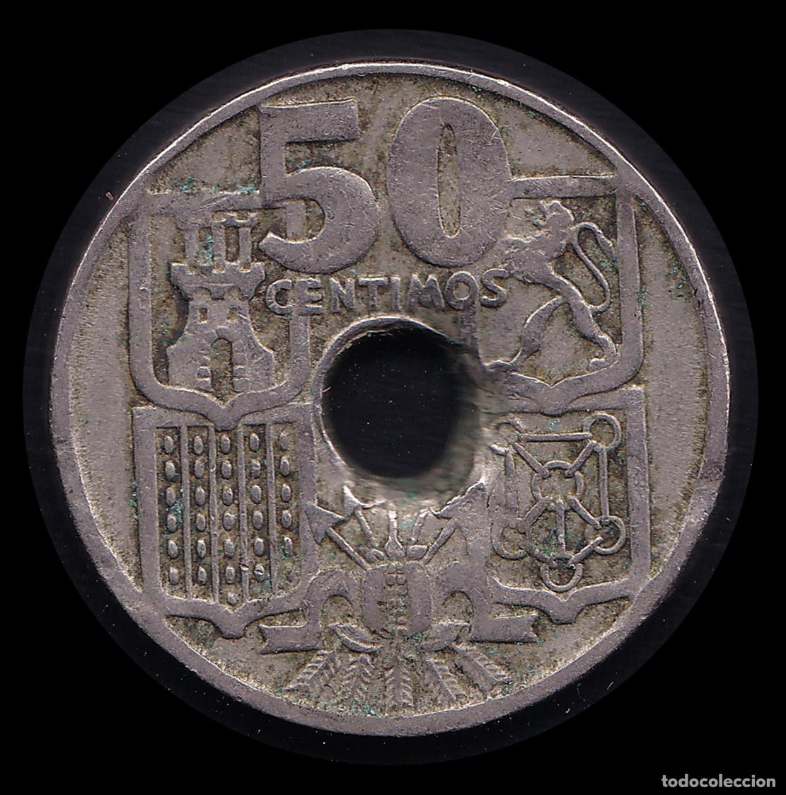 Monedas con errores: MONEDAS ESPA&Ntilde;A ERROR HOJA SALTADA.1949 50ct .MBC.+ OBSEQUIO R 313 - Foto 3