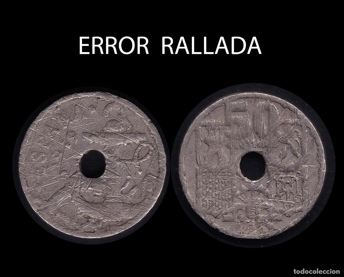 Monedas con errores: MONEDA ESPA&Ntilde;A ERROR RALLADA.1949 50ct .MBC.+ OBSEQUIO R 314 - Foto 1