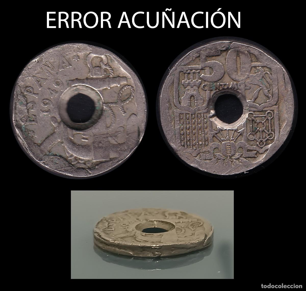 Monedas con errores: MONEDAS ESPA&Ntilde;A ERROR ACU&Ntilde;ACI&Oacute;N.1949 50ct .MBC.+ OBSEQUIO R 326 - Foto 1