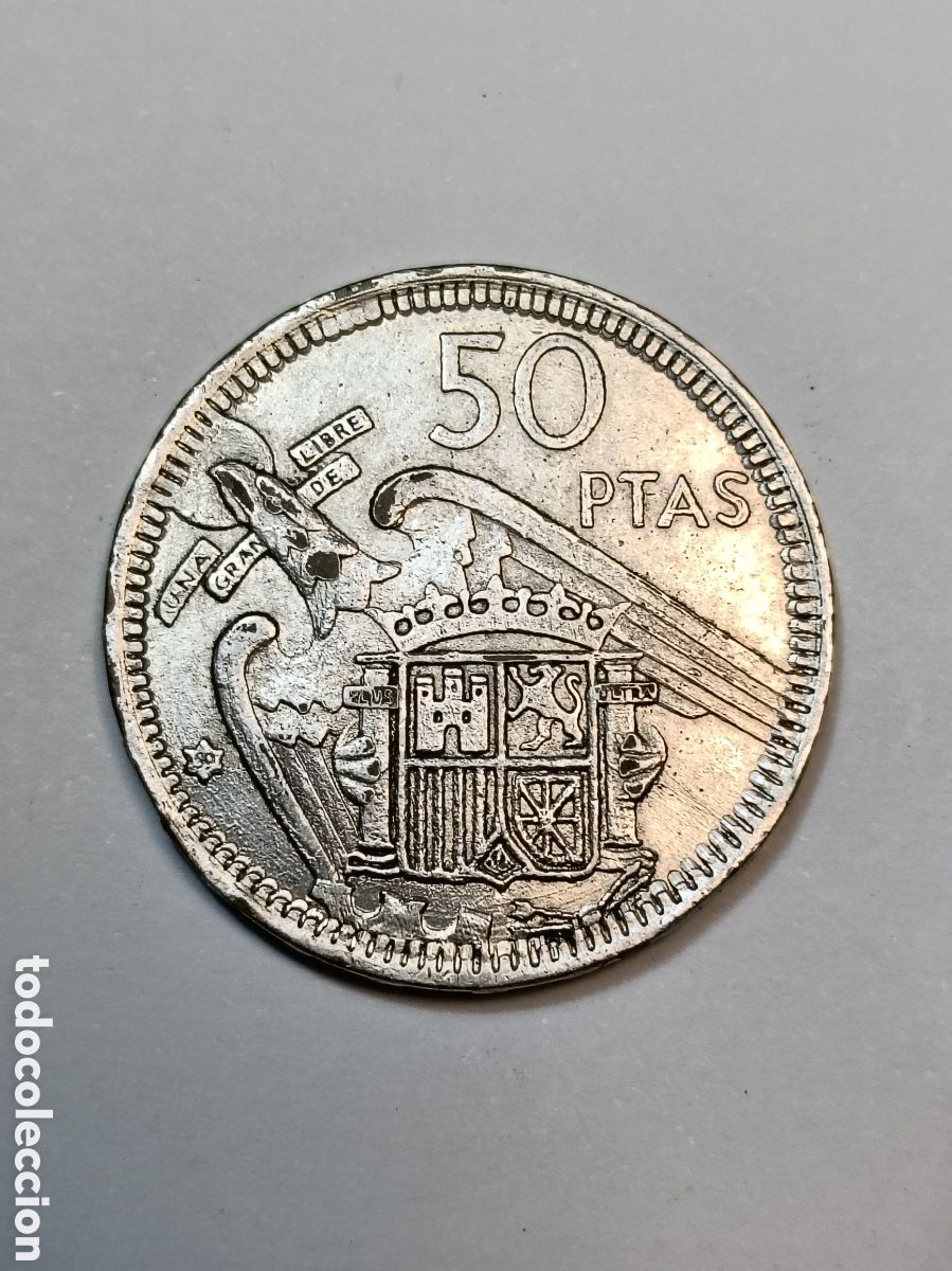 Monedas con errores: FALSA DE EPOCA. 50 PESETAS FRANCO 1957. - Foto 2
