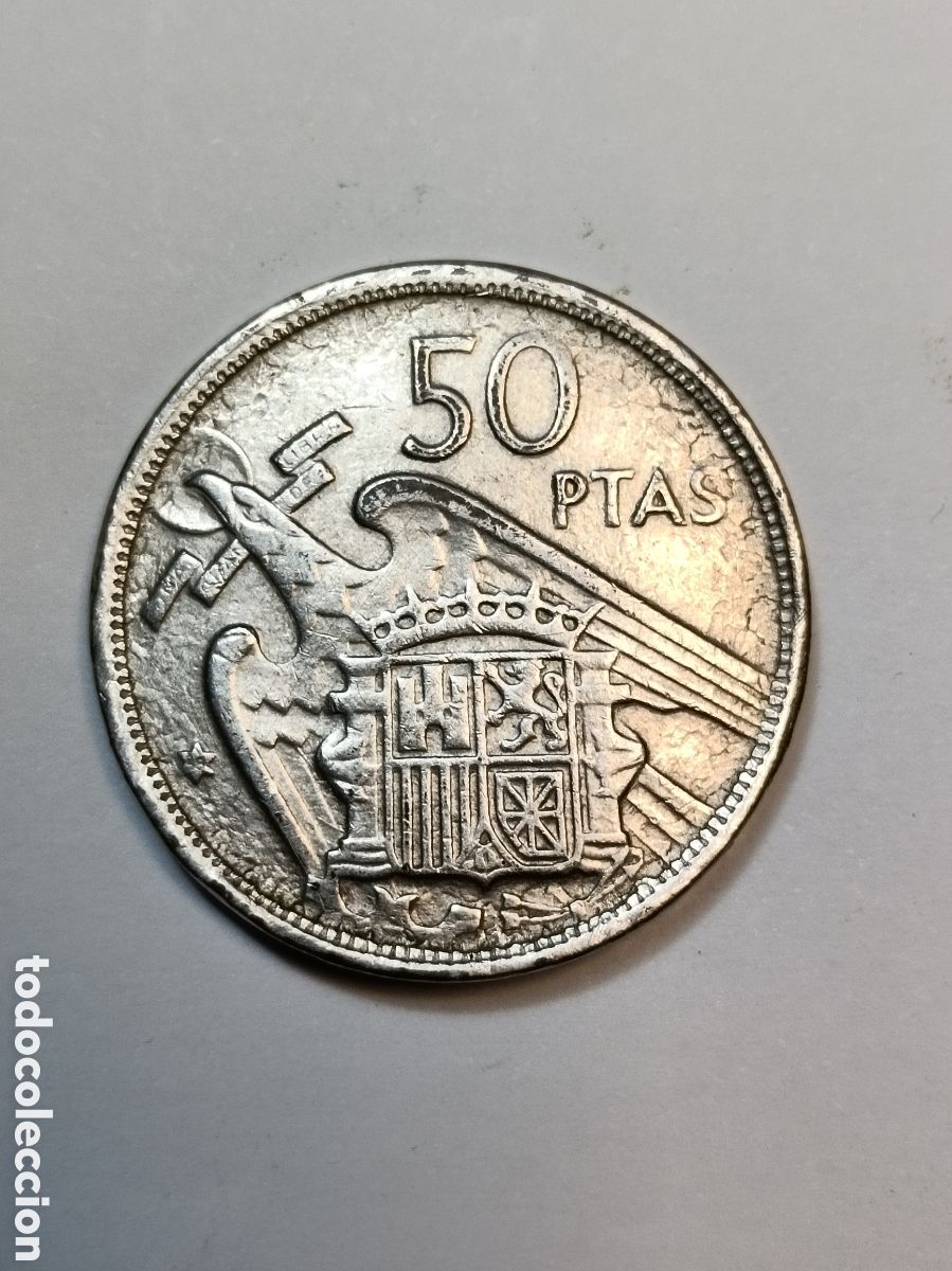 Monedas con errores: FALSA DE EPOCA. 50 PESETAS FRANCO 1957. - Foto 2