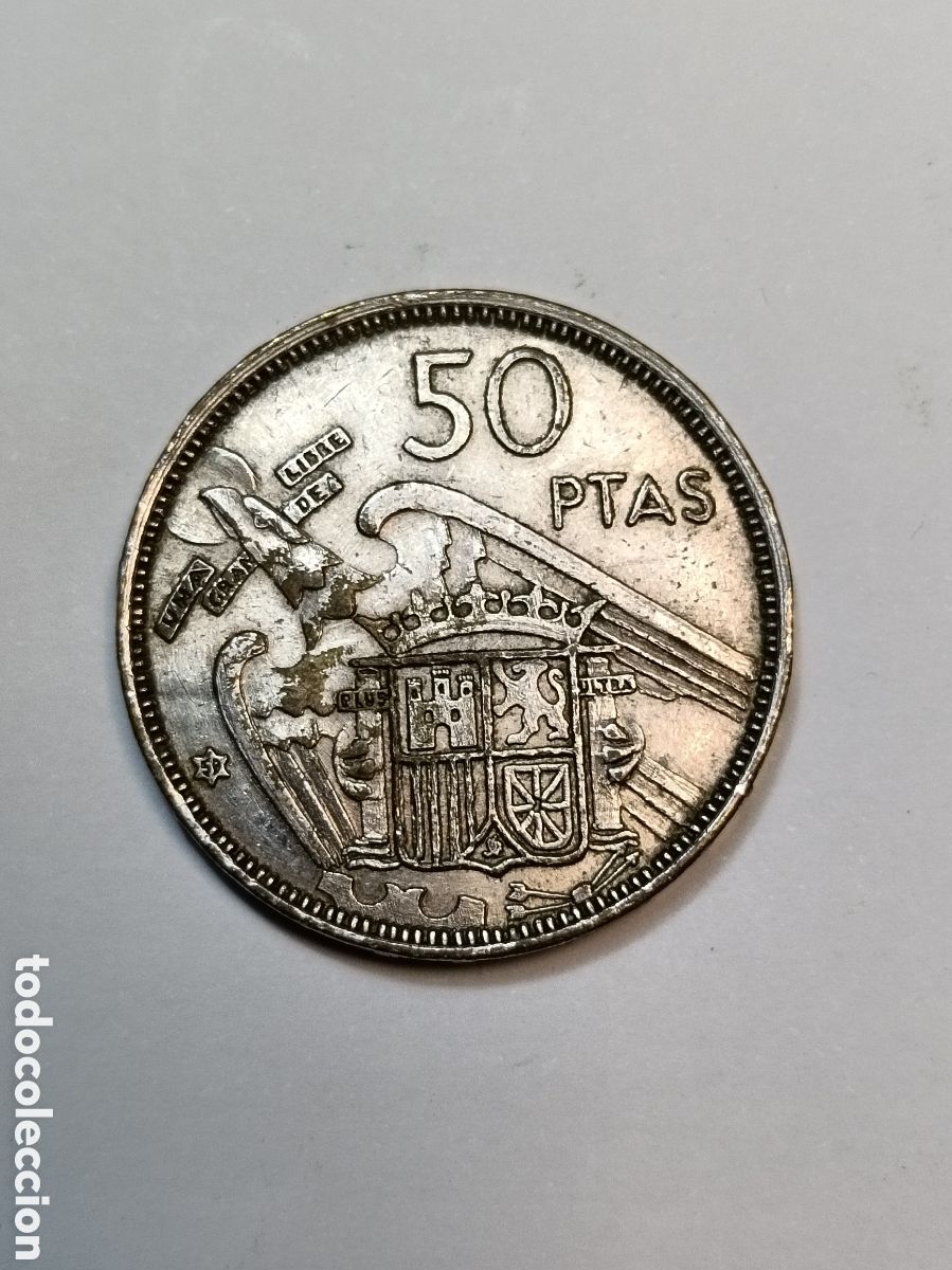 Monedas con errores: FALSA DE EPOCA. 50 PESETAS FRANCO 1957. - Foto 2