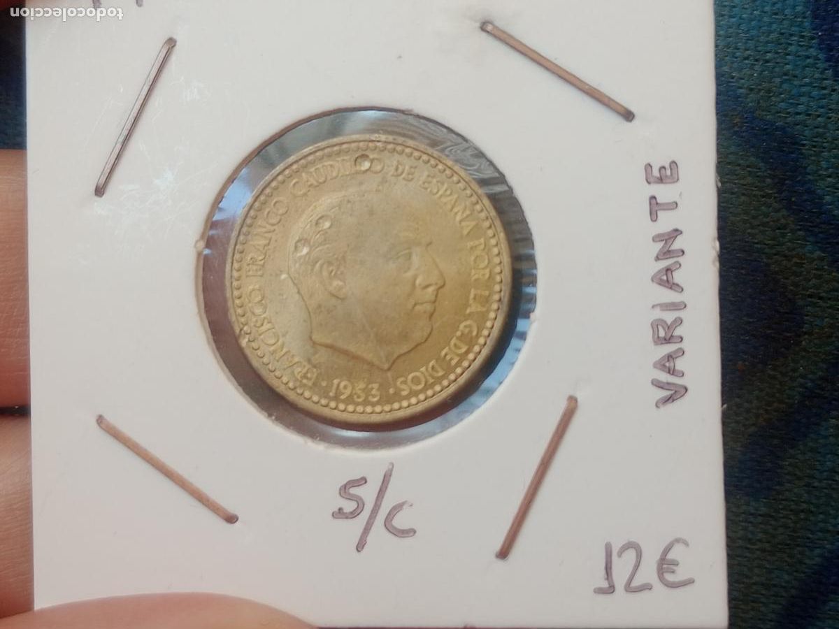 Monedas con errores: Peseta de 1953 estrella anep&iacute;grafa. SC - Foto 1