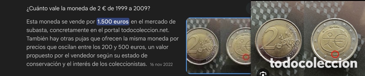 Monedas con errores: Moneda 2&euro; conmemorativa UEM 1999-2009 - Foto 3