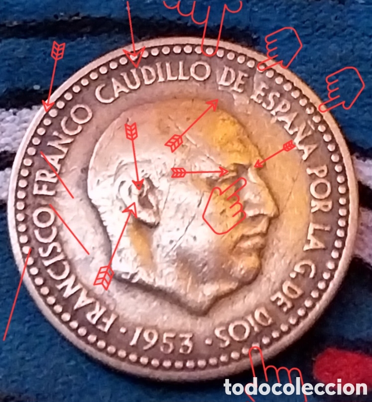 Monedas con errores: 1pts 1953⁶&sup2;, Error MULA Adverso Y Reverso - Foto 2