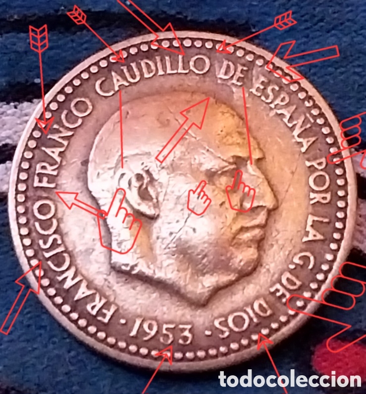 Monedas con errores: 1pts 1953⁶&sup2;, Error MULA Adverso Y Reverso - Foto 4