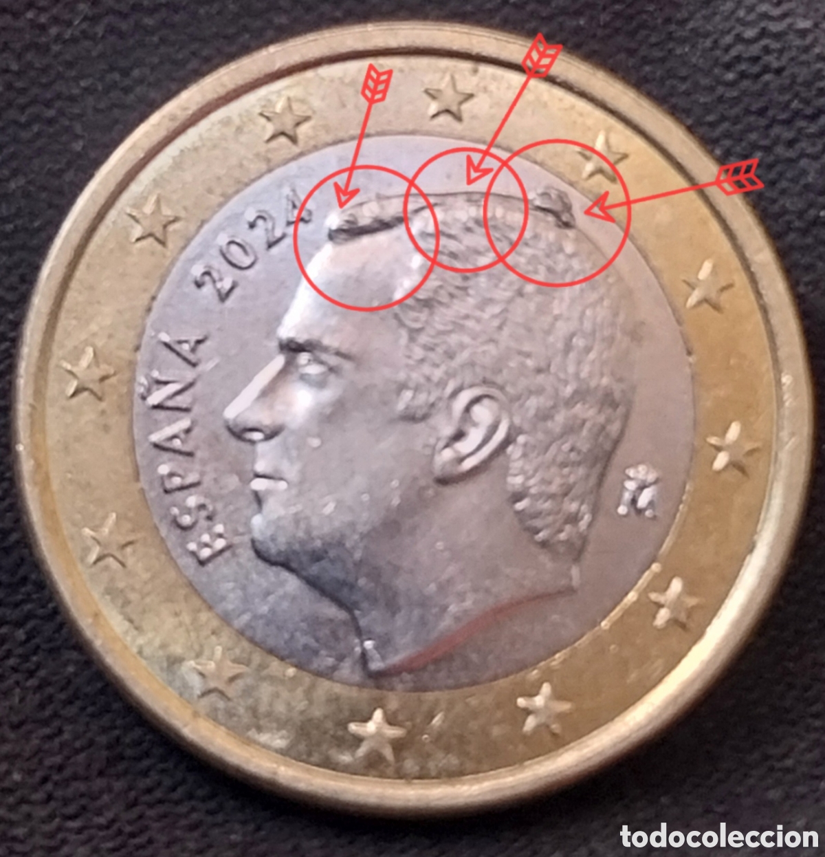 Monete con errori: 1eu España Errores SINGULARES Acuñación 2024