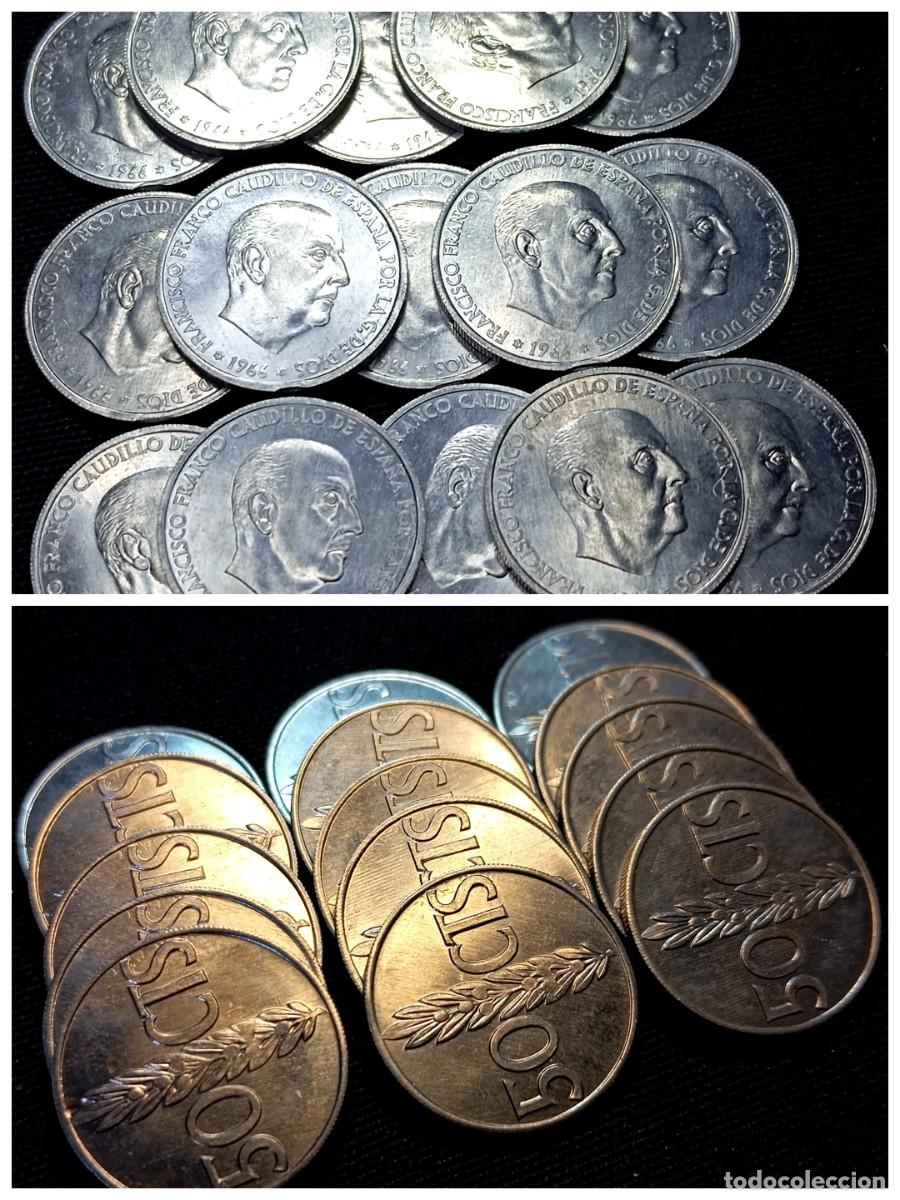 Monedas con errores: ⚜️ BAT2 1. Varios errores. 15 monedas de 50 c&eacute;ntimos 1966 sin circular. Segmentadas y remarcadas - Foto 2