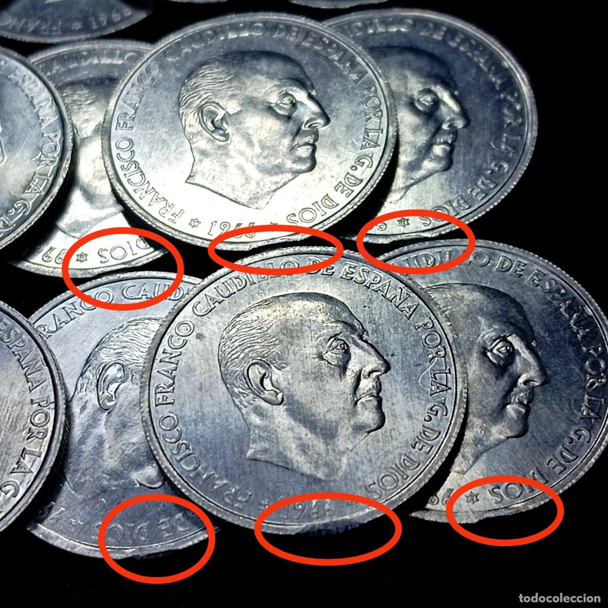 Monedas con errores: ⚜️ BAT2 1. Varios errores. 15 monedas de 50 c&eacute;ntimos 1966 sin circular. Segmentadas y remarcadas - Foto 3