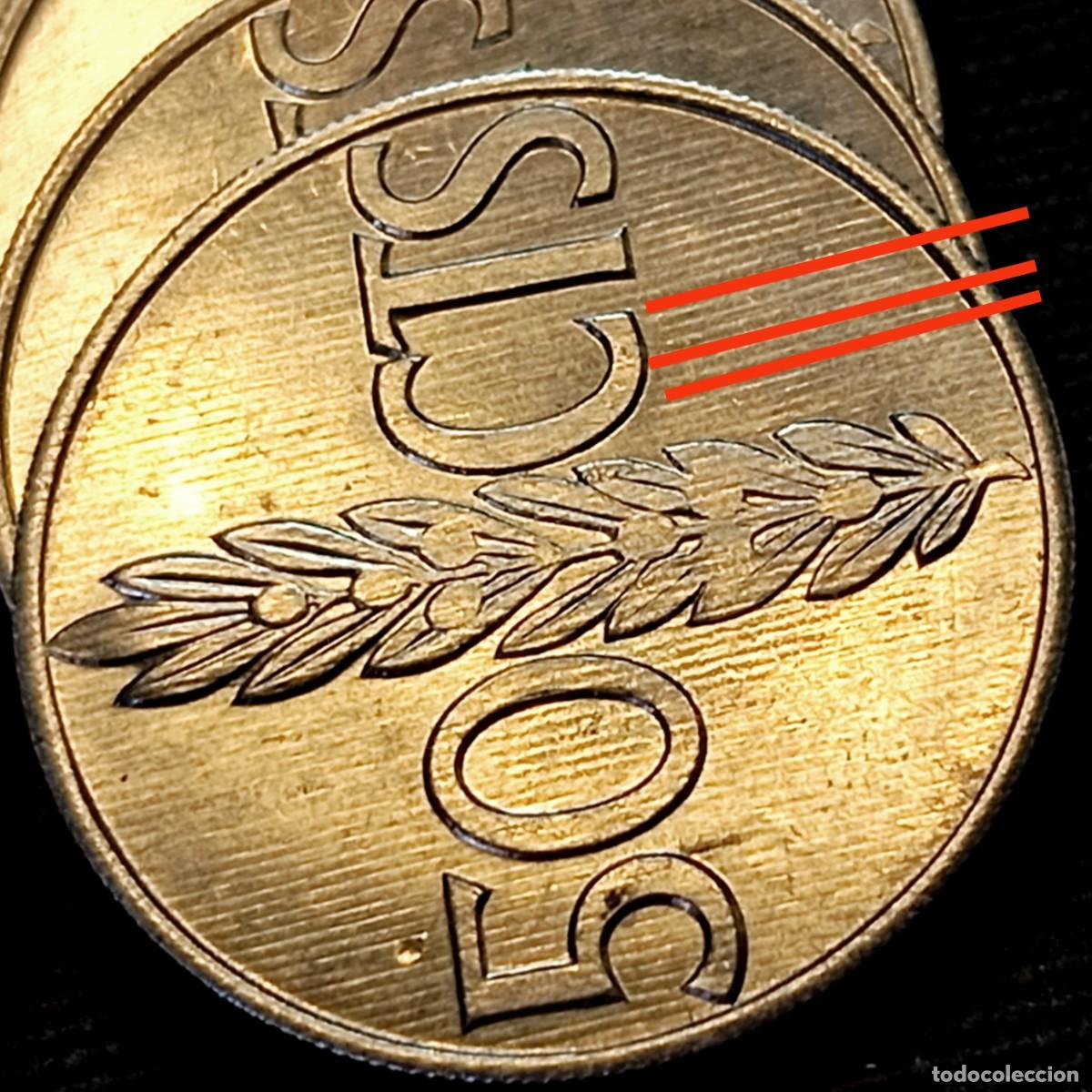 Monedas con errores: ⚜️ BAT2 1. Varios errores. 15 monedas de 50 c&eacute;ntimos 1966 sin circular. Segmentadas y remarcadas - Foto 10