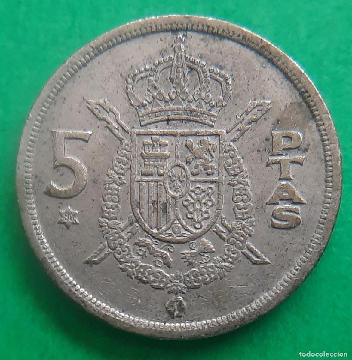 Monedas con errores: (ERROR-ESPA&Ntilde;A(1975*80) 5 PESETAS CON LEYENDA REMARCADA - Foto 3