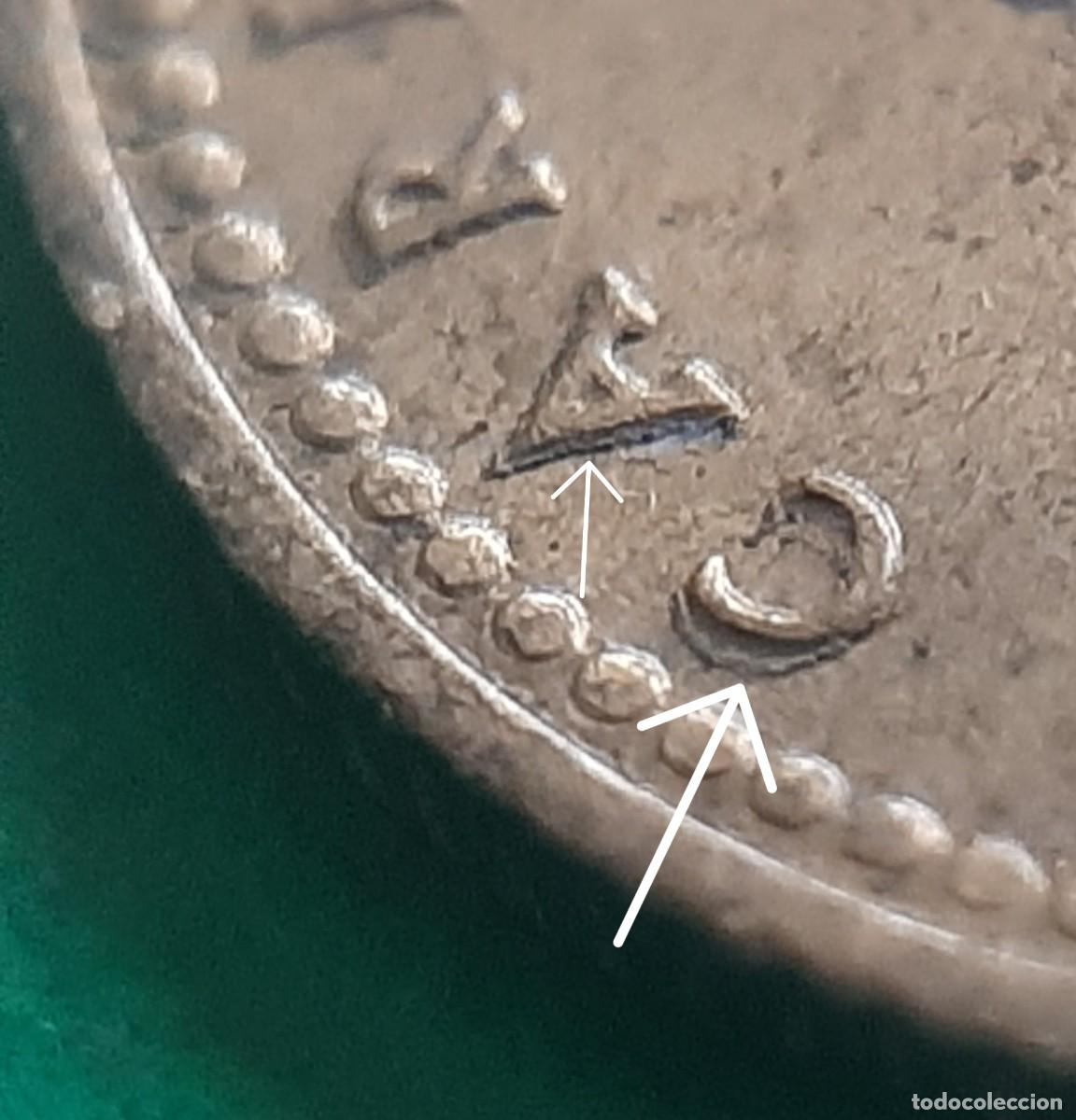 Monedas con errores: (ERROR-ESPA&Ntilde;A(1975*80) 1 PESETA REMARCADA - Foto 6