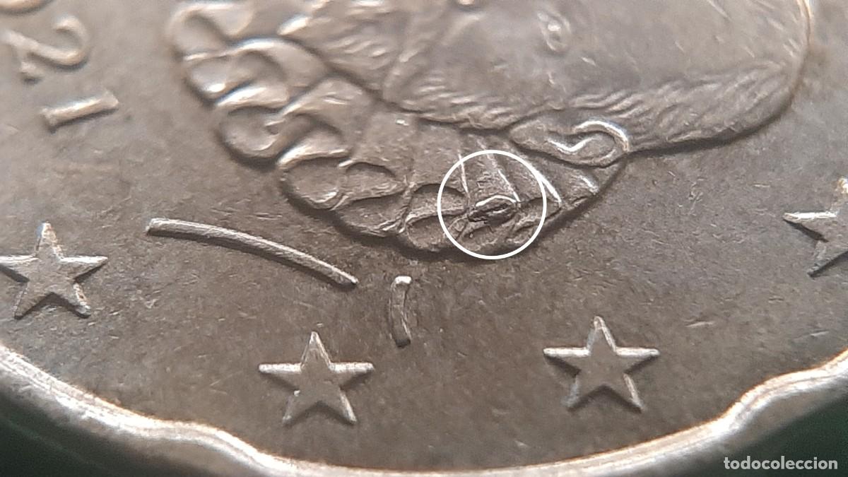 Monedas con errores: (ERROR-ESPA&Ntilde;A)(2021) 20 C&Eacute;NTIMOS DE EURO EXCESO DE METAL EN CUELLO - Foto 8