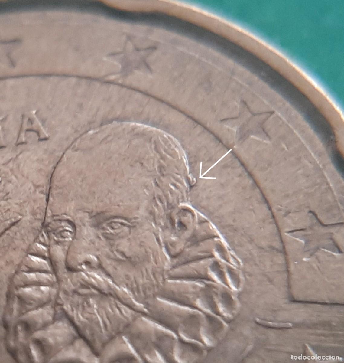 Monedas con errores: (ERROR-ESPA&Ntilde;A)(1999) 20 C&Eacute;NTIMOS DE EURO EXCESO DE METAL EN CABEZA - Foto 8