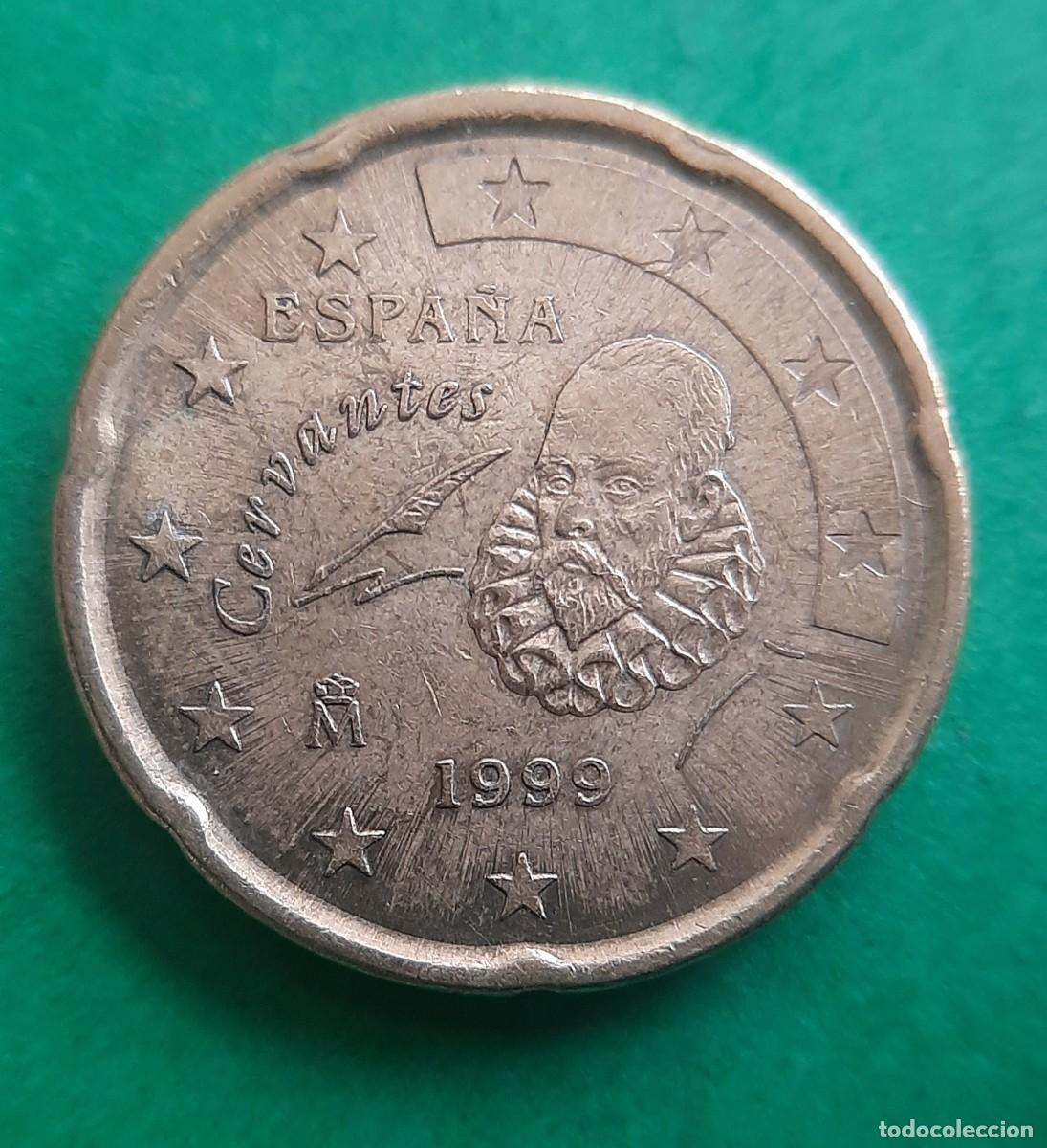 Monedas con errores: (ERROR-ESPA&Ntilde;A)(1999) 20 C&Eacute;NTIMOS DE EURO EXCESO DE METAL EN CABEZA - Foto 9
