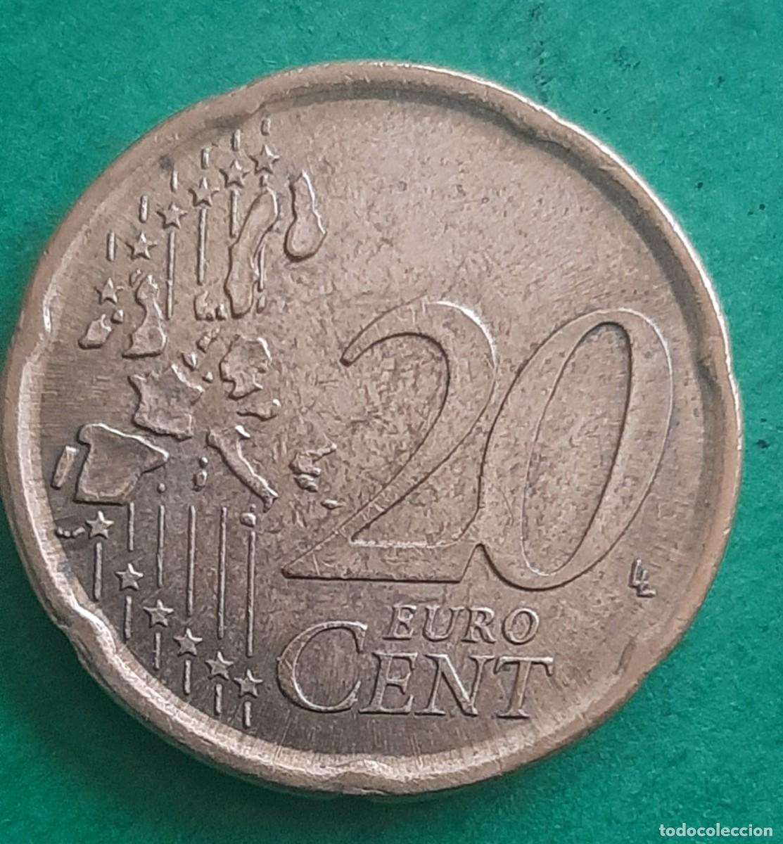 Monedas con errores: (ERROR-ESPA&Ntilde;A)(1999) 20 C&Eacute;NTIMOS DE EURO EXCESO DE METAL EN CABEZA - Foto 15
