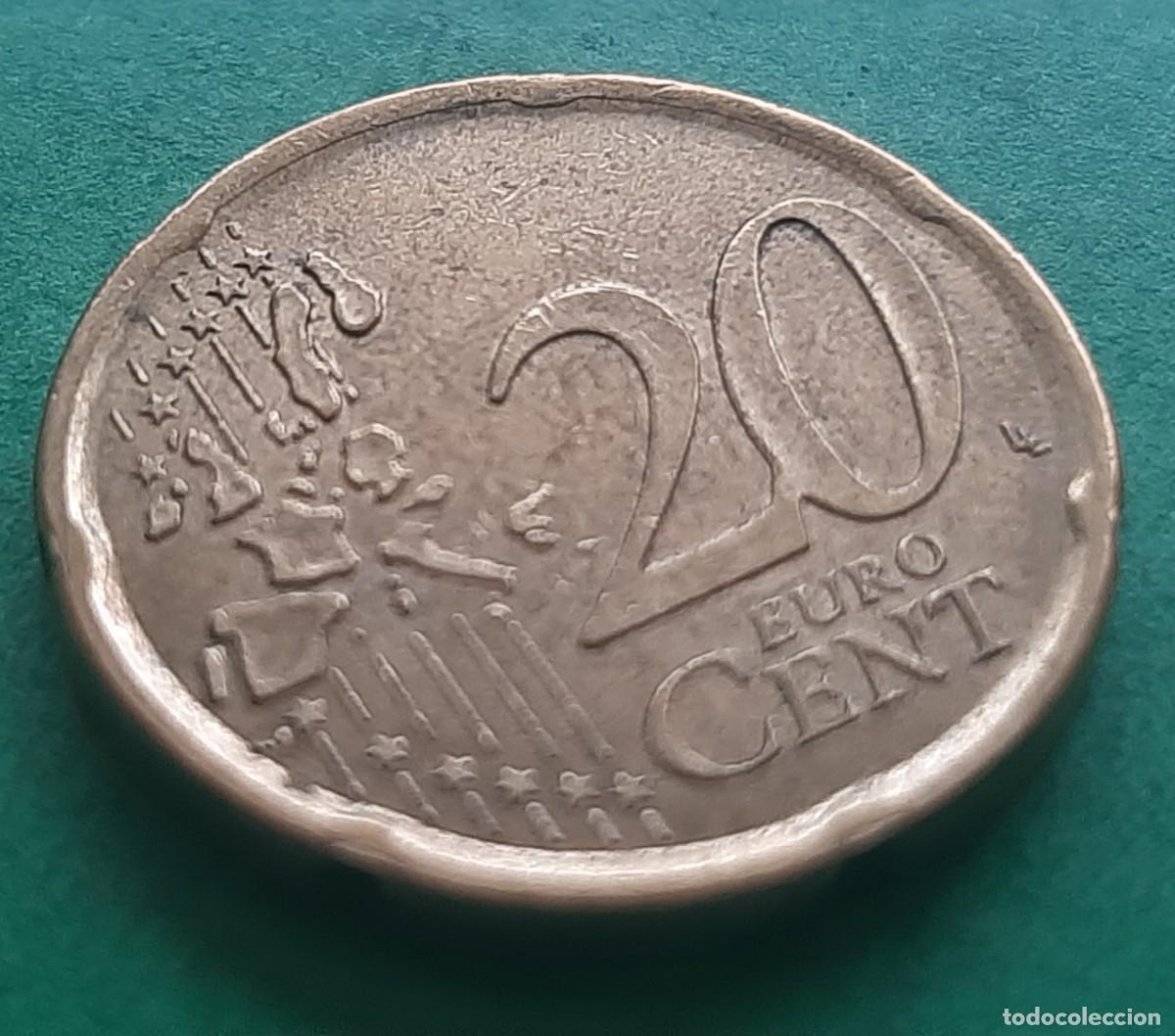 Monedas con errores: (ERROR-ESPA&Ntilde;A)(1999) 20 C&Eacute;NTIMOS DE EURO EXCESO DE METAL EN CABEZA - Foto 16