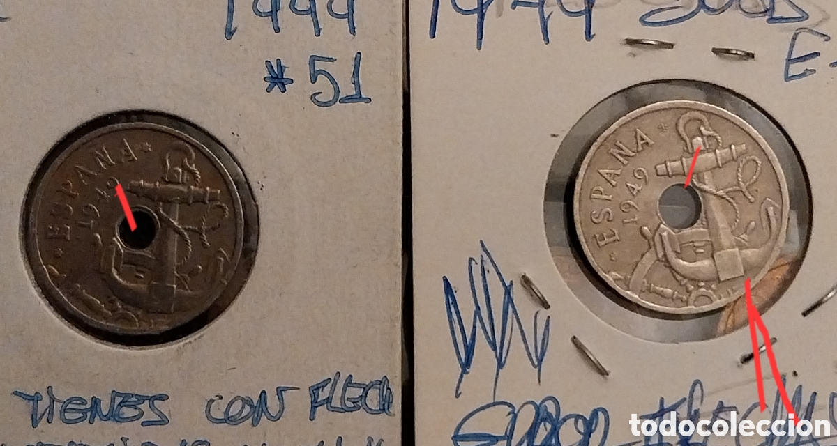 Monedas con errores: 50CENTS 1949 ERRORES Espa&ntilde;a, E- 51, INVERTIDAS... - Foto 5