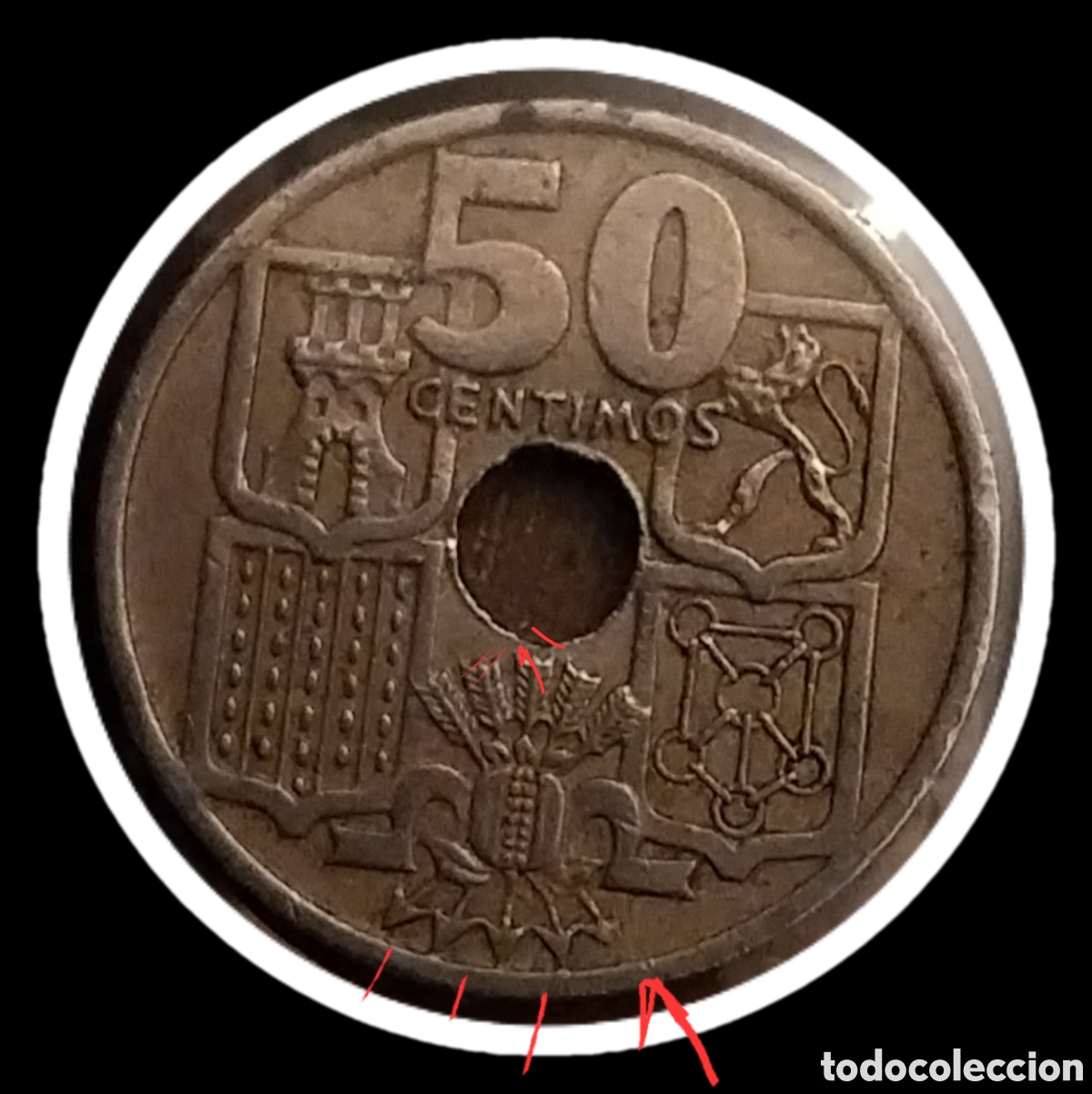 Monedas con errores: 50CENTS 1949 ERRORES Espa&ntilde;a, E- 51, INVERTIDAS... - Foto 1
