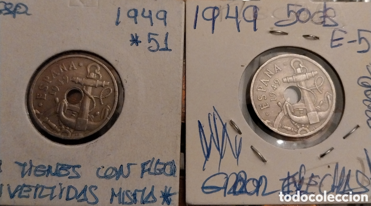 Monedas con errores: 50CENTS 1949 ERRORES Espa&ntilde;a, E- 51, INVERTIDAS... - Foto 8