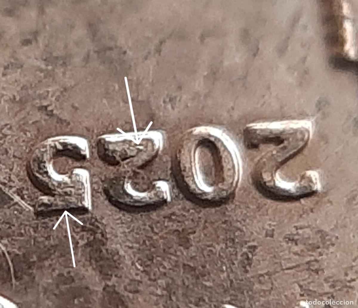 Monedas con errores: (ERROR-ESPA&Ntilde;A)(2025) 2 C&Eacute;NTIMOS CON EXCESO DE METAL EN FECHA - Foto 1