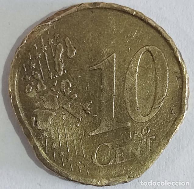 Monedas con errores: 10 CENTIMOS DE EURO CON ERROR, DEFECTUOSA, MONEDA DE ESPA&Ntilde;A CERVANTES 2005 - Foto 2