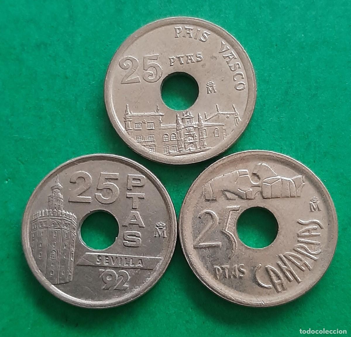 Monedas con errores: (ERROR-ESPA&Ntilde;A) LOTE DE MONEDAS DE 25 PESETAS CON ERRORES - Foto 1