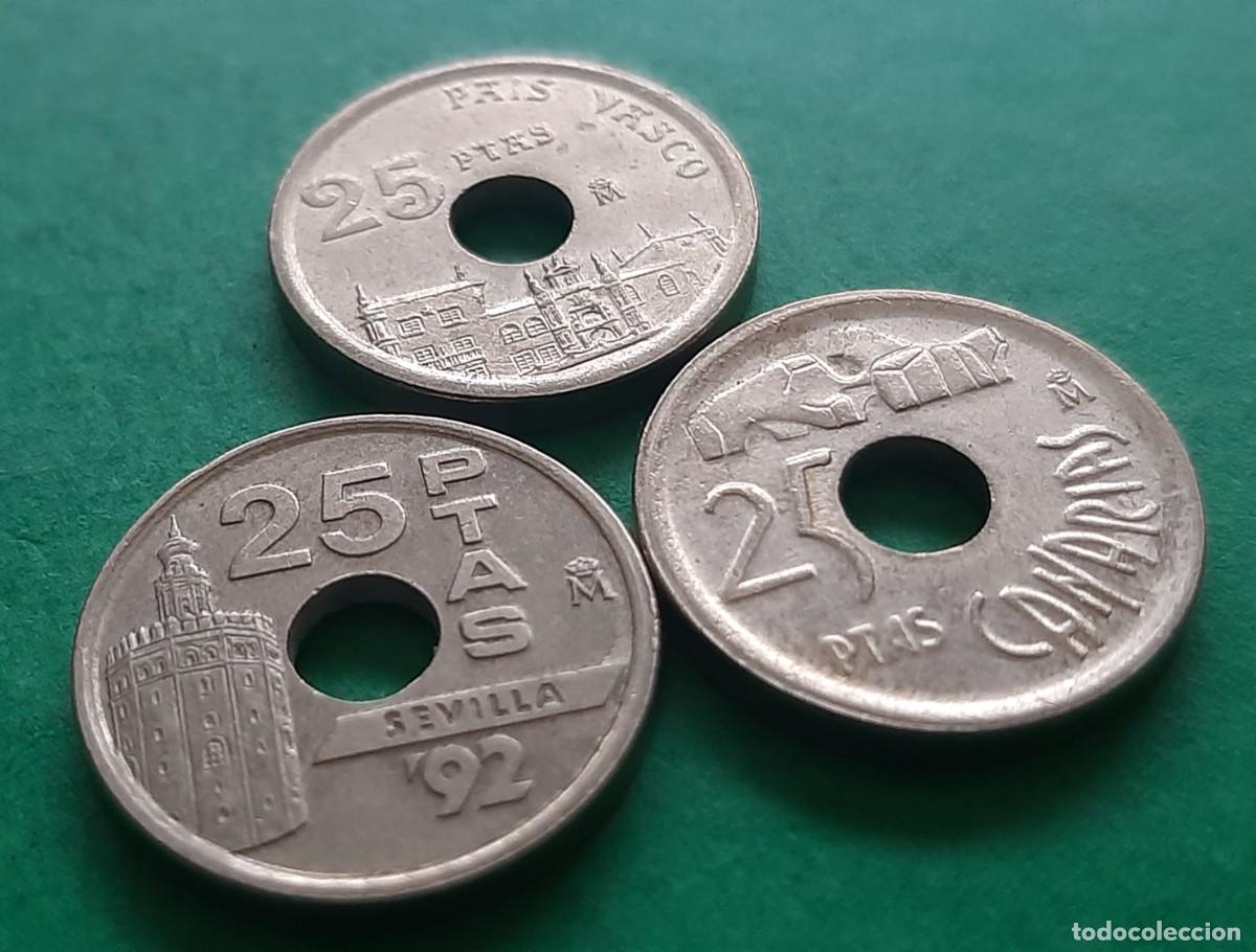 Monedas con errores: (ERROR-ESPA&Ntilde;A) LOTE DE MONEDAS DE 25 PESETAS CON ERRORES - Foto 2