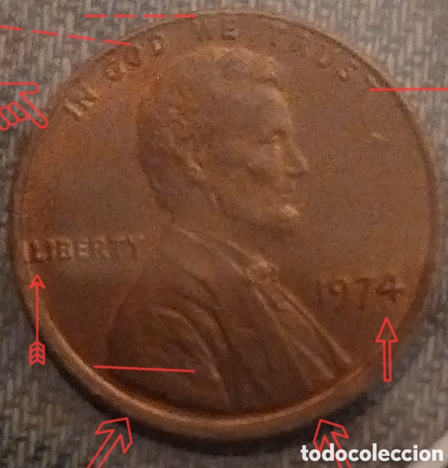Monedas con errores: ERRORES ONE CENT 1974 EEUU - Foto 3