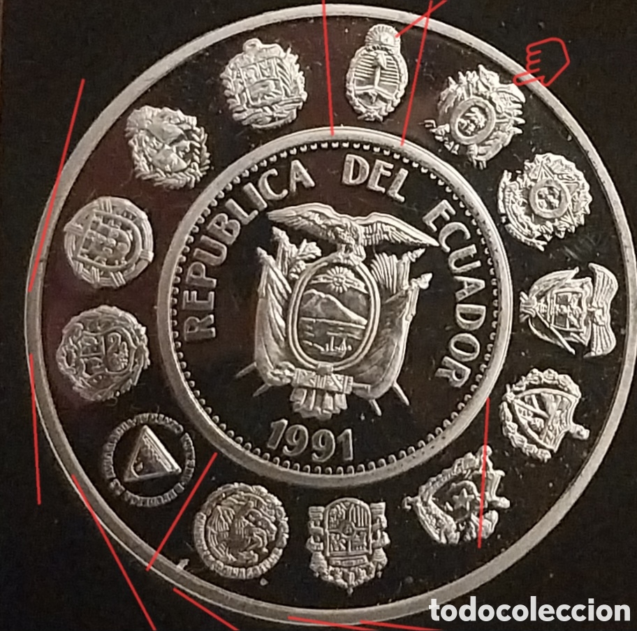 Monedas con errores: 5.000 SUCRES ERROR DE ECUADOR 1991. - Foto 4