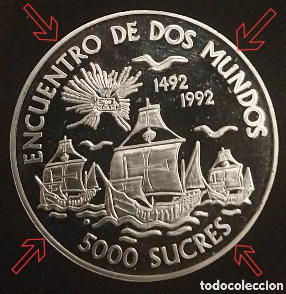 Monedas con errores: 5.000 SUCRES ERROR DE ECUADOR 1991. - Foto 1