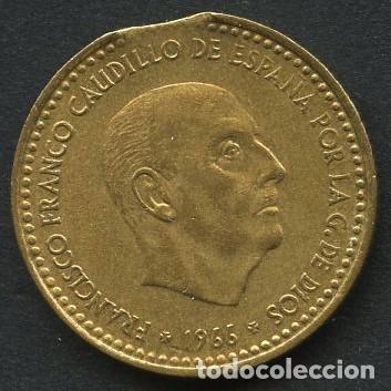 Monedas con errores: ESPA&Ntilde;A, MONEDA, GENERAL FRANCO, VALOR: 1 PTA, 1966, ESTRELLA: 70, ERROR, VARIANTE - Foto 1