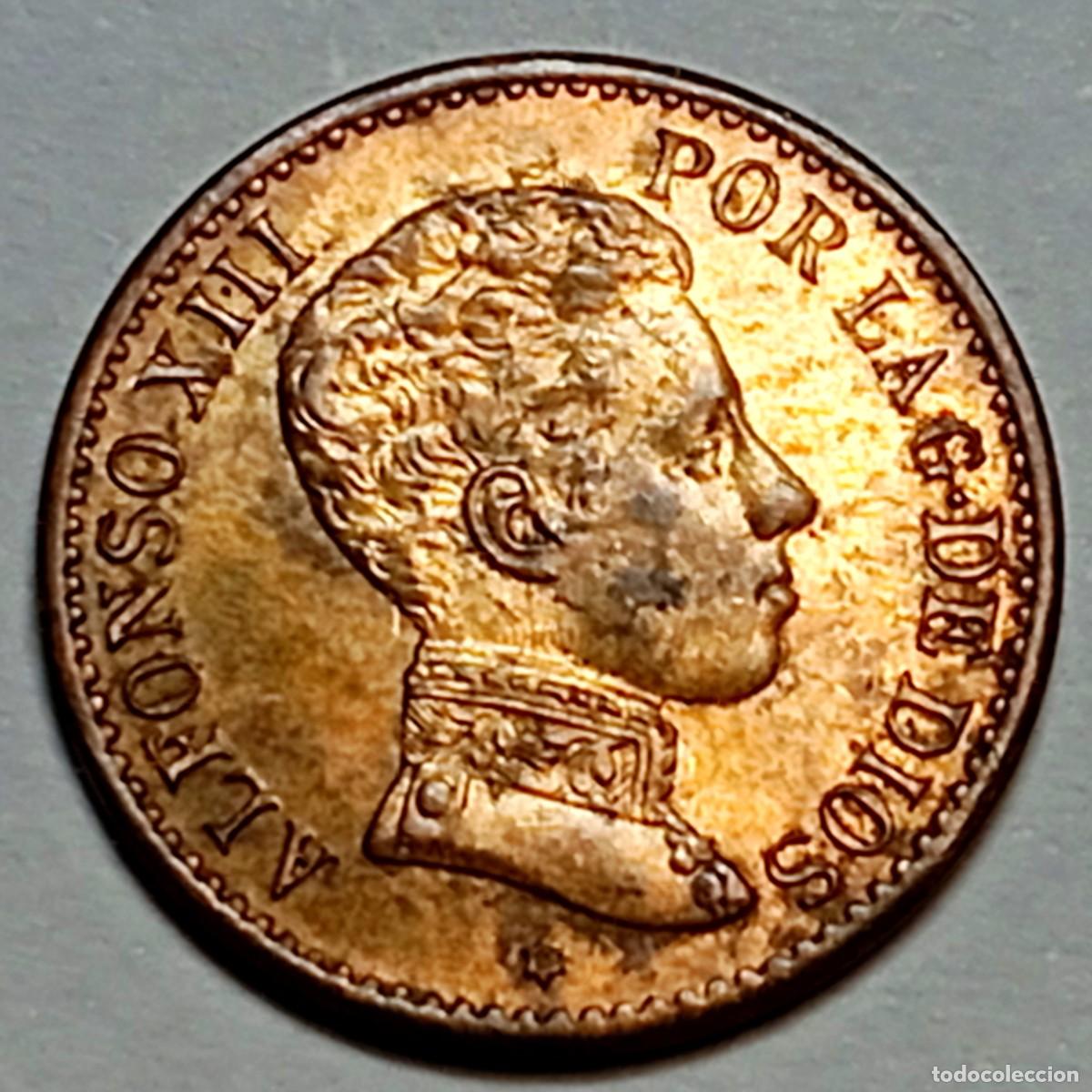 Monedas con errores: ⚜️ BAV2 0. Variante. 1906 *06 SL V. 1 c&eacute;ntimo. Oreja y cuello rayados - Foto 3