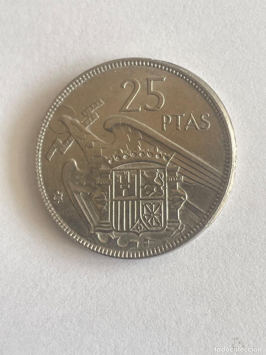 Monedas con errores: * ERROR EXQUISITO * 25 ptas 1957*64. VIROLA SALTADA - Foto 3