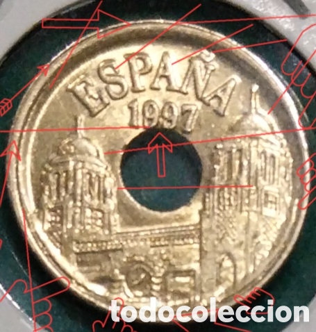 Monedas con errores: 25ptas Espa&ntilde;a error 1997 conmenmor, Melilla - Foto 2