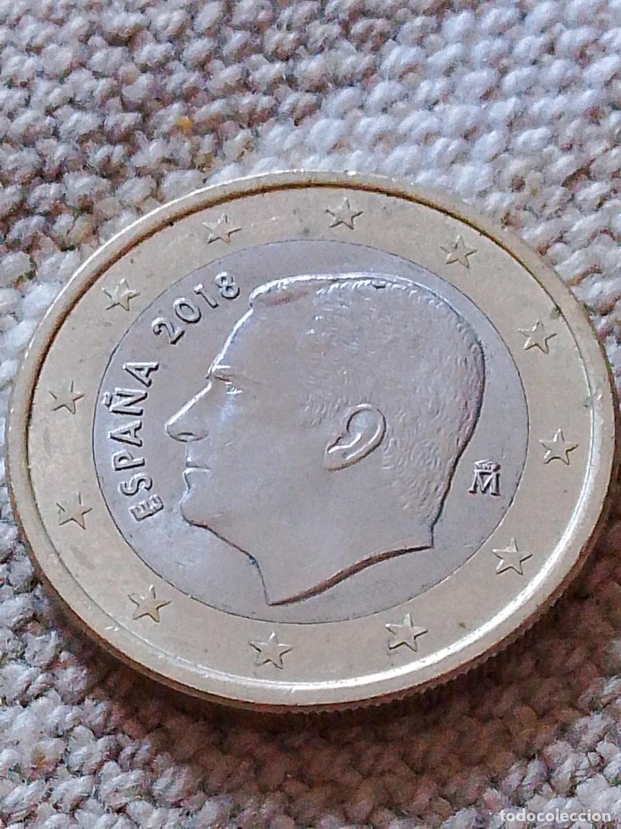 Monedas con errores: Moneda error 1 euro Espa&ntilde;a 2018 - Foto 2