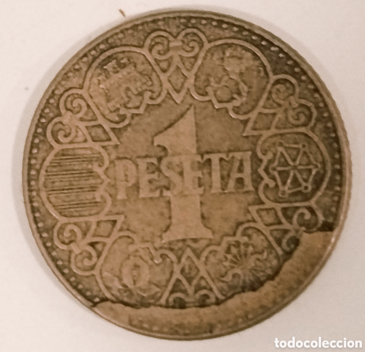 Monedas con errores: Moneda 1 peseta 1944 con error - Foto 1