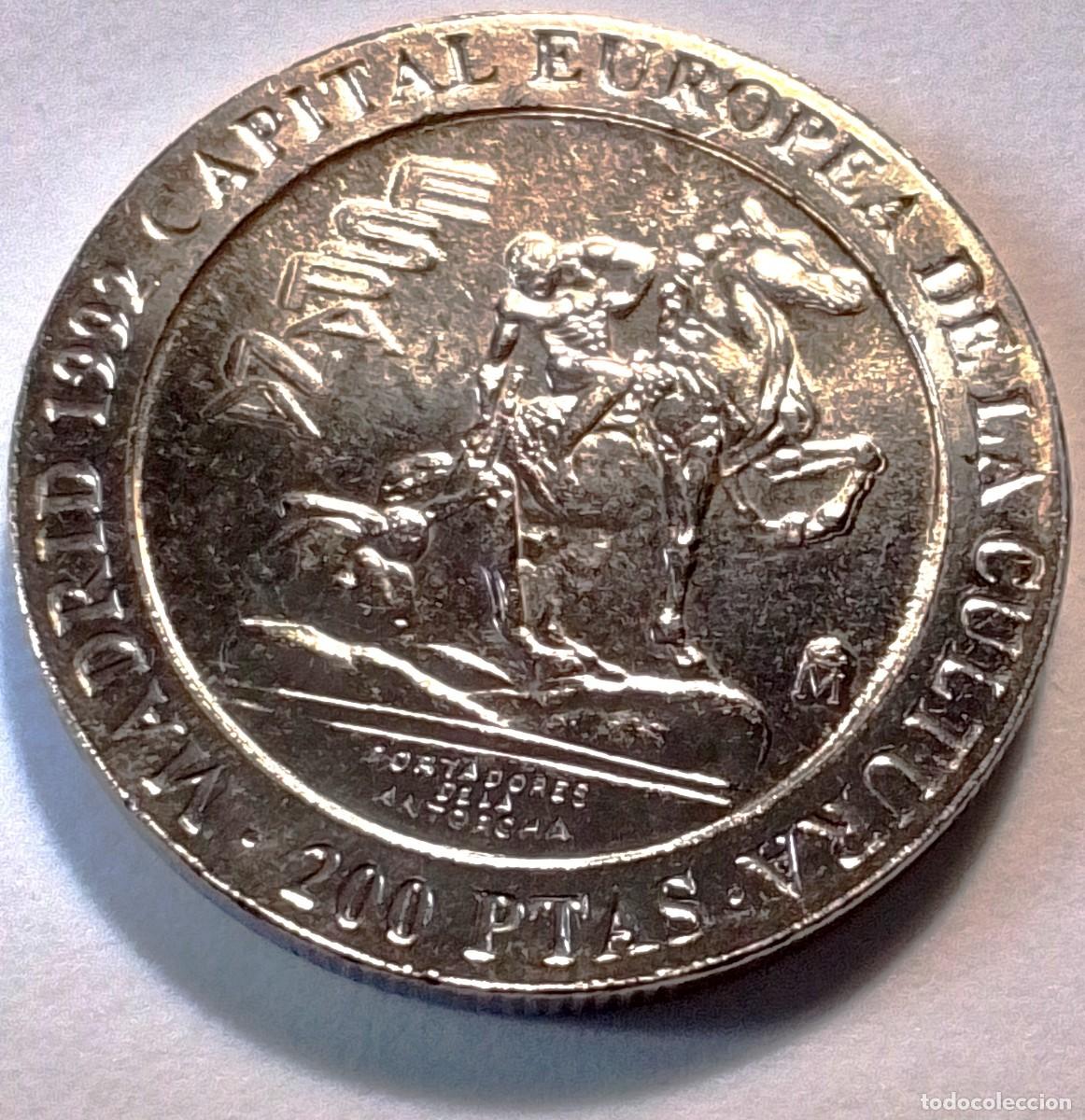 Monedas con errores: Variante error 200 pts 1992 Espa&ntilde;a remarcada anverso Espa&ntilde;a y ceca s/c de bolsa - Foto 1