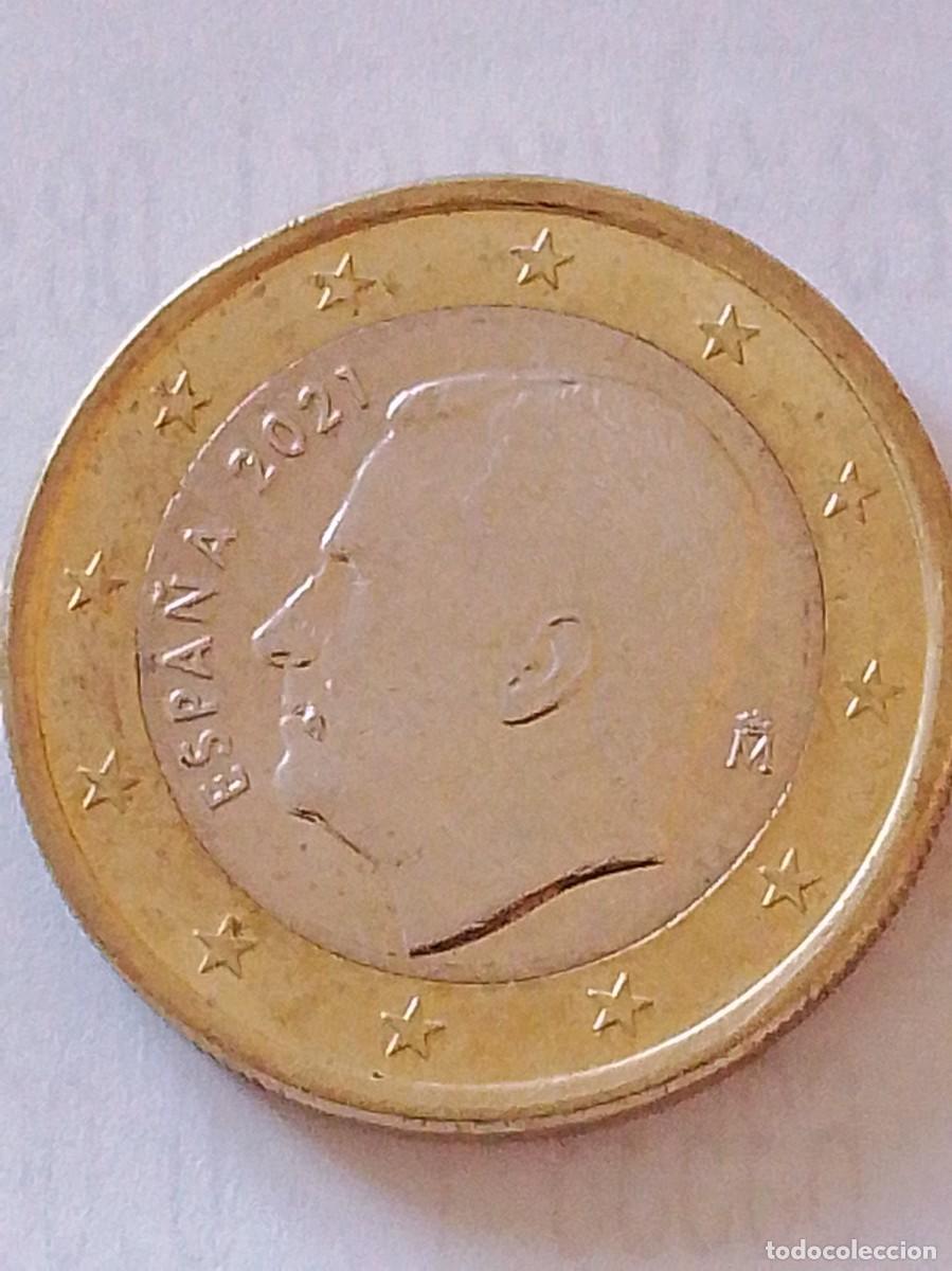 Monedas con errores: Moneda 1 euro Espa&ntilde;a 2021 error - Foto 1