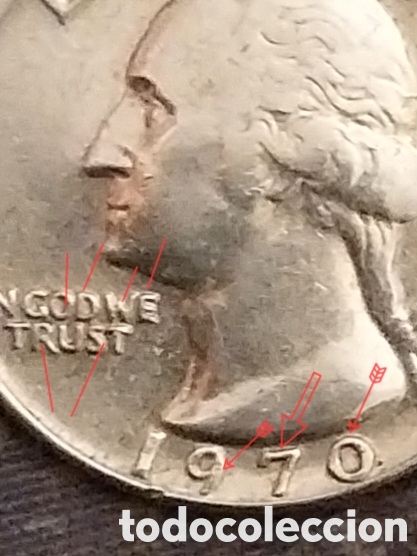Monedas con errores: CUARTO DOLLAR 1970 CECA D ERROR - Foto 7