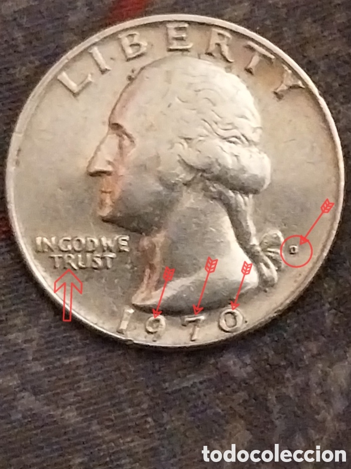 Monedas con errores: CUARTO DOLLAR 1970 CECA D ERROR - Foto 10