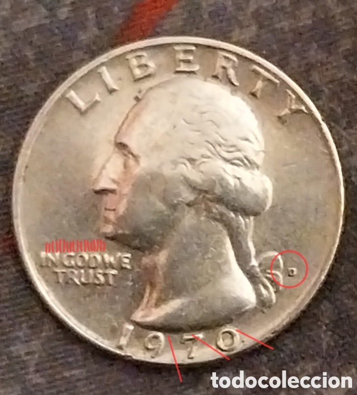 Monedas con errores: CUARTO DOLLAR 1970 CECA D ERROR - Foto 5