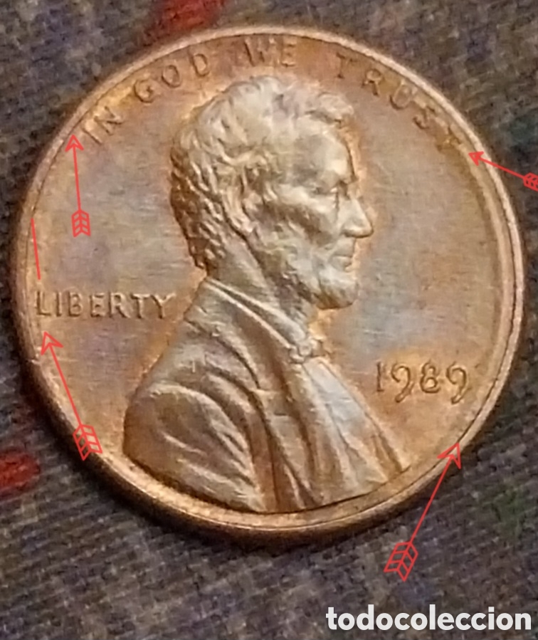 Monedas con errores: One Cent eeuu 1989 Doubled-Die. - Foto 3