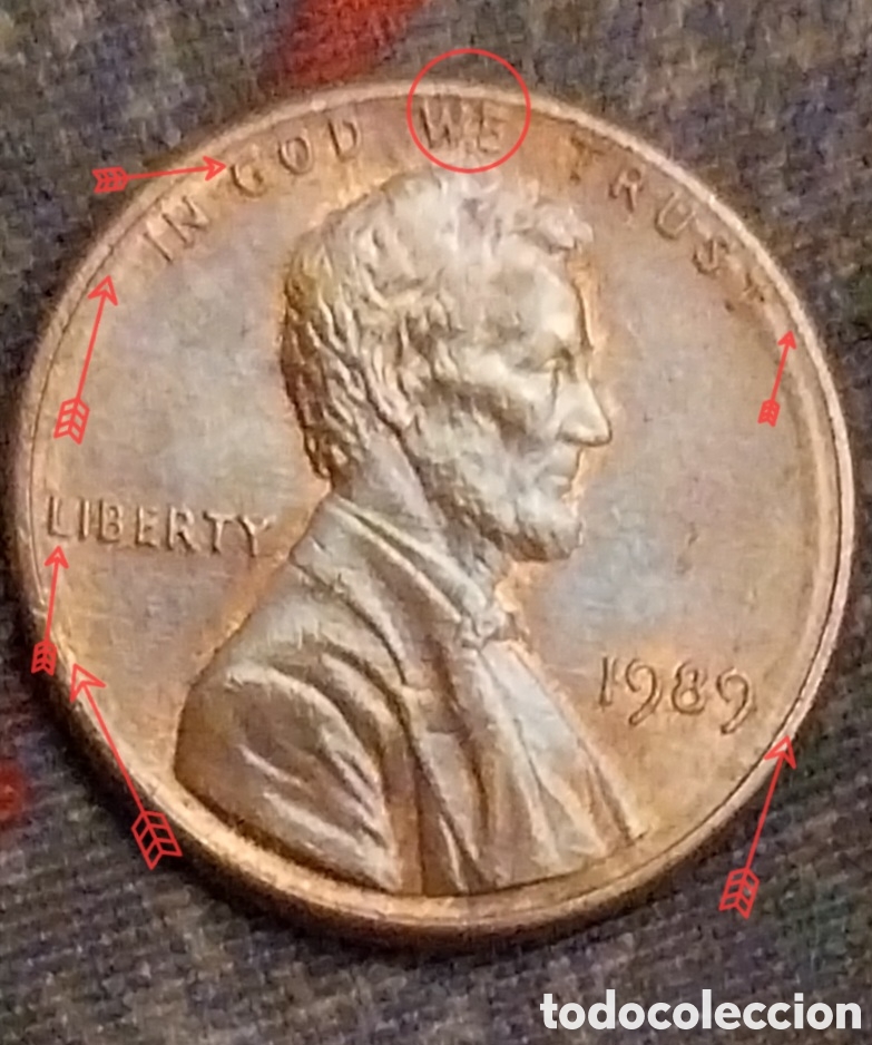 Monedas con errores: One Cent eeuu 1989 Doubled-Die. - Foto 4