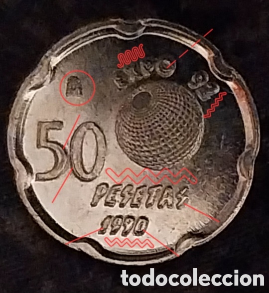 Monedas con errores: ERROR 50PTAS 1990 DOUBLED-DIE. - Foto 5