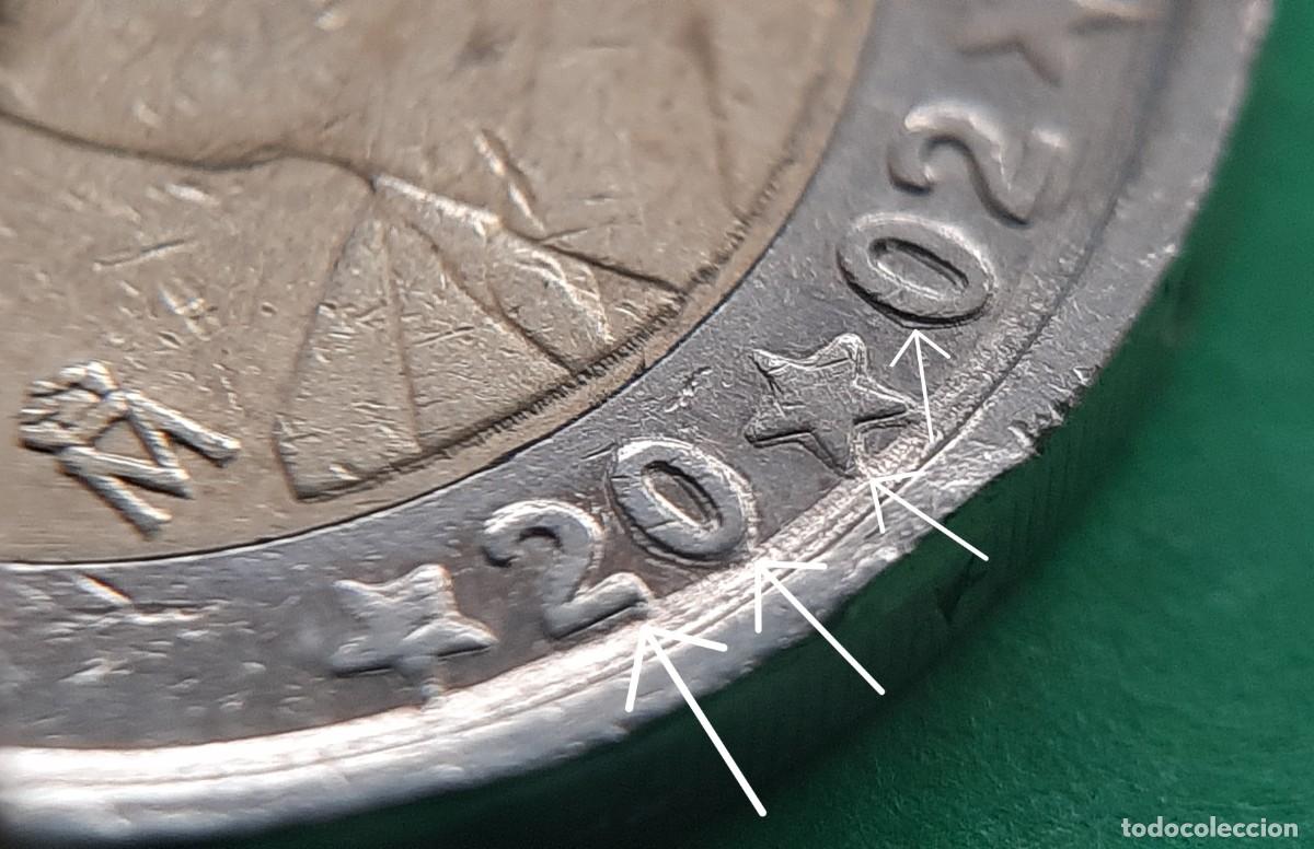 Monedas con errores: (ERROR-ESPA&Ntilde;A)(2002) 2 EUROS CON EXCESO DE METAL-REMARQUE - Foto 6