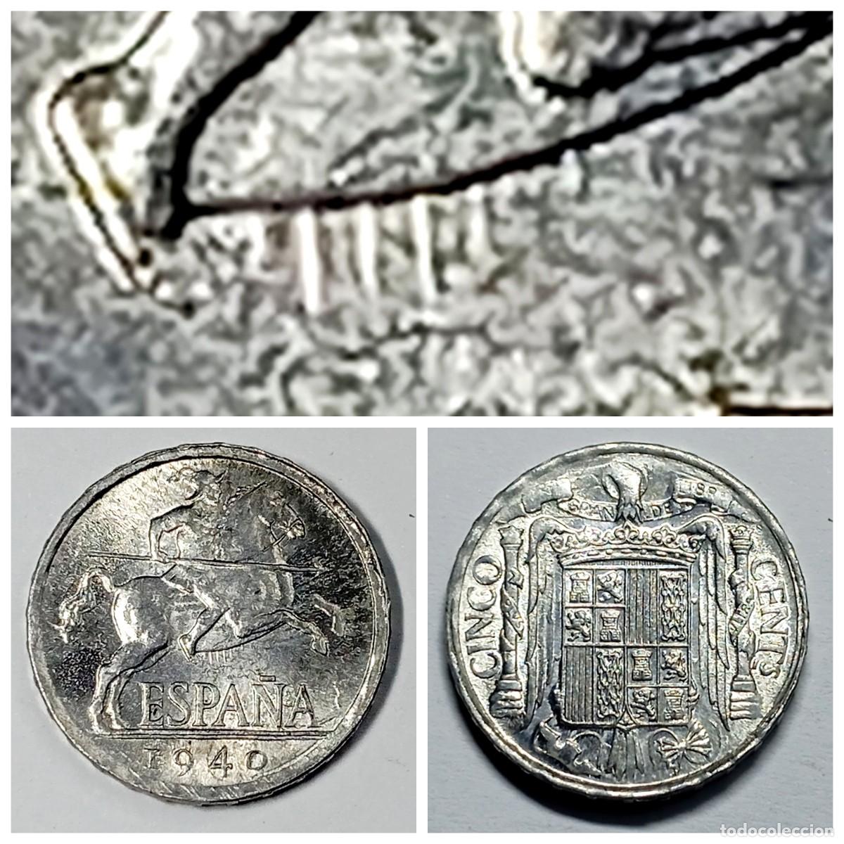 Monedas con errores: ⚜️ BAV8 6. Error repinte. Espa&ntilde;a. 5 c&eacute;ntimos 1940 - Foto 1