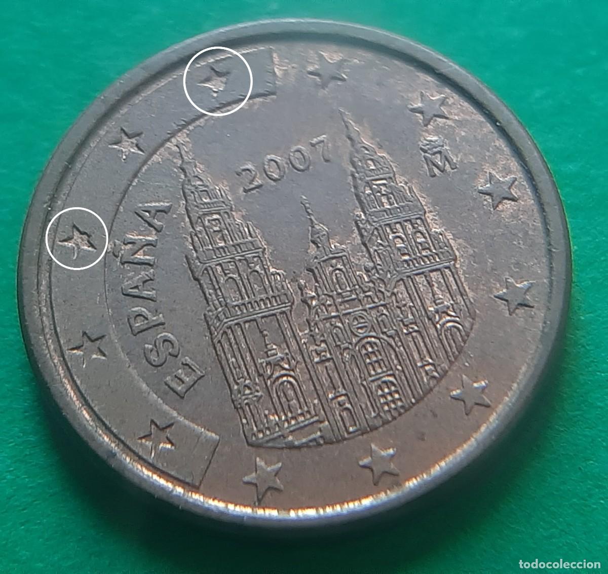 Monedas con errores: (ERROR-ESPA&Ntilde;A)(2007) 1 C&Eacute;NTIMO DE EURO CON EXCESO DE METAL - Foto 1